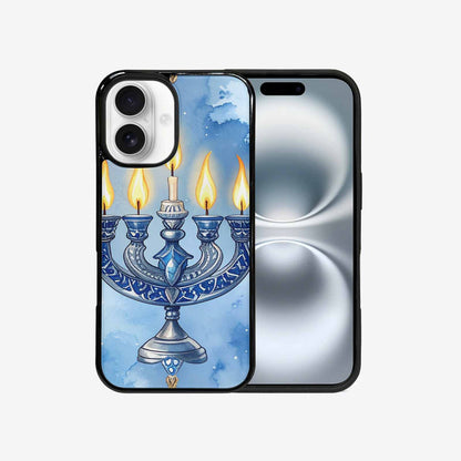 iPhone 16 Case — Hanukkah Menorah Pattern Seamless Repeat Jewish, Custom Print Case Cover