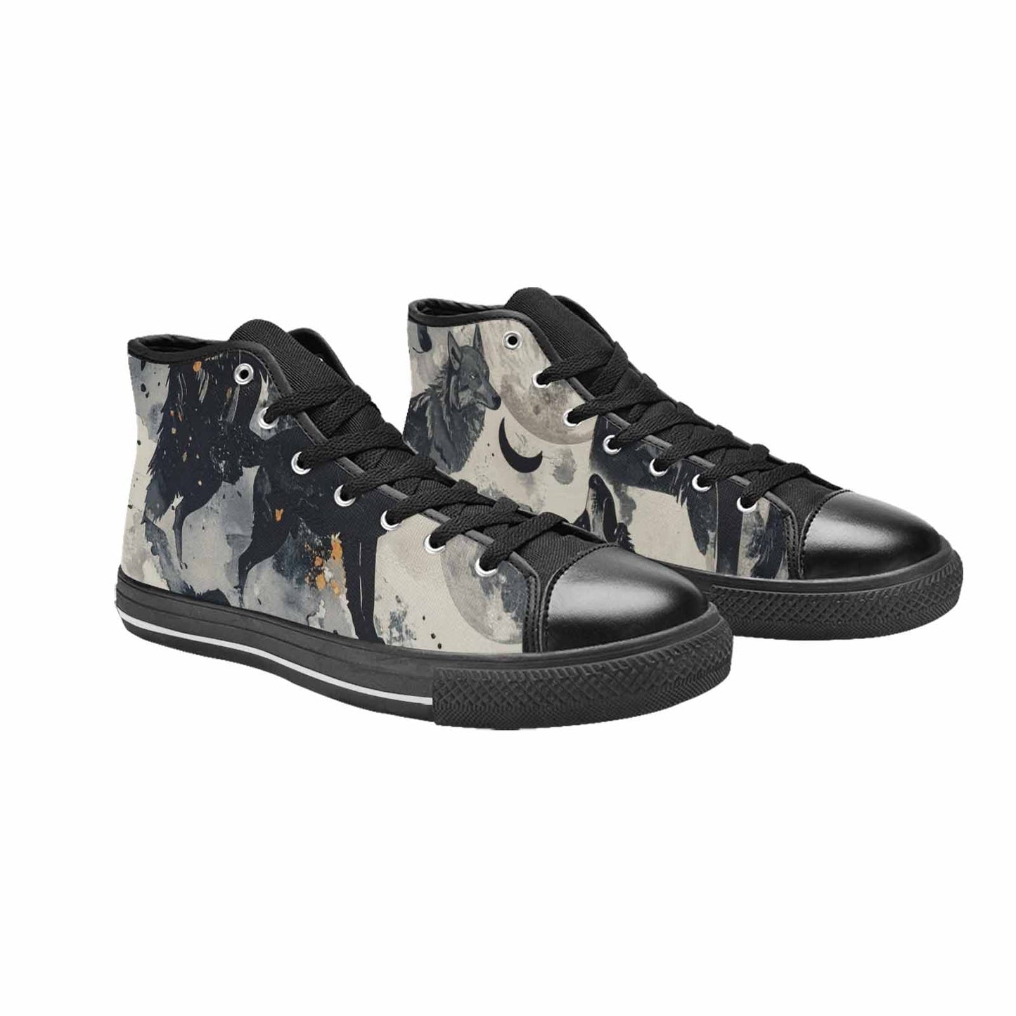 MEN'S Wolf Silhouette Moon High Top Canvas Vivid Shoes