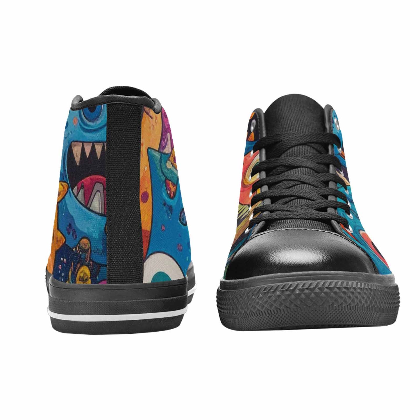 WOMEN'S Goofy Cartoon Monster High Top Canvas Surreal Custom Sneakers