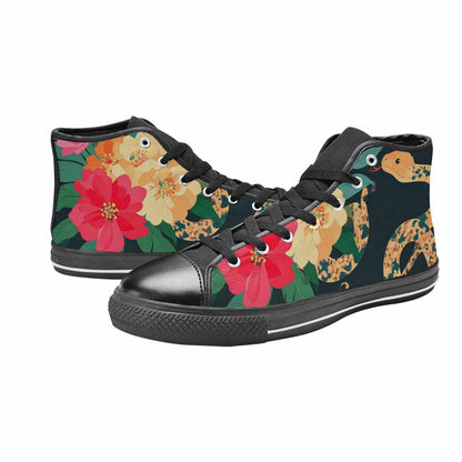 MEN'S Floral Snake Print High Top Canvas Wallpaper Art Custom Sneakers