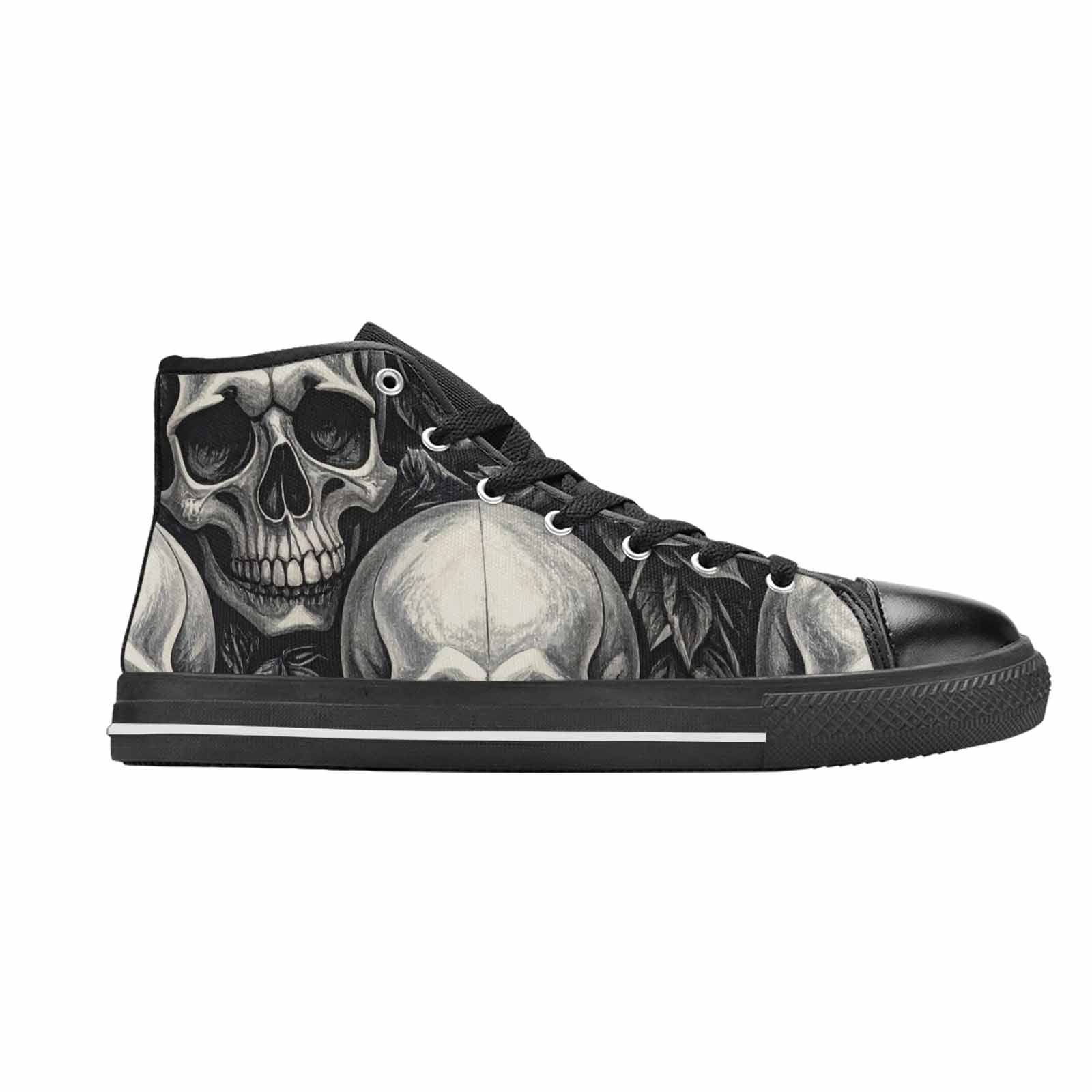 MEN'S Skulls Roses Black Ink High Top Canvas Dreamcore Sneakers