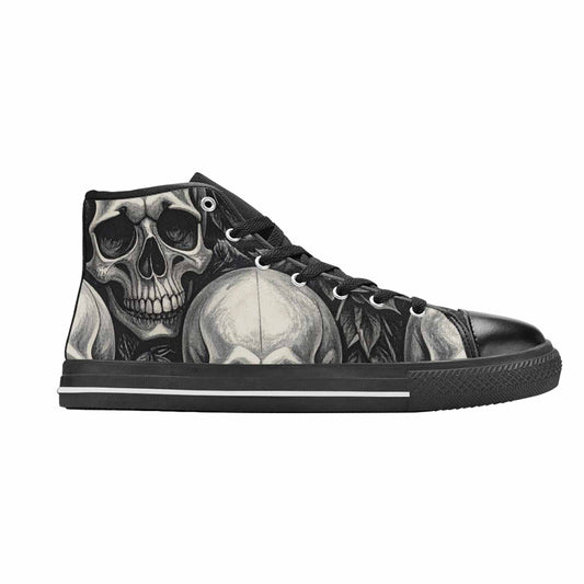 MEN'S Skulls Roses Black Ink High Top Canvas Dreamcore Sneakers