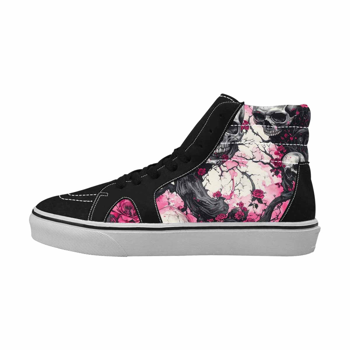 MEN'S Skull Roses High Top Canvas Vibrant Chaos Custom Sneakers