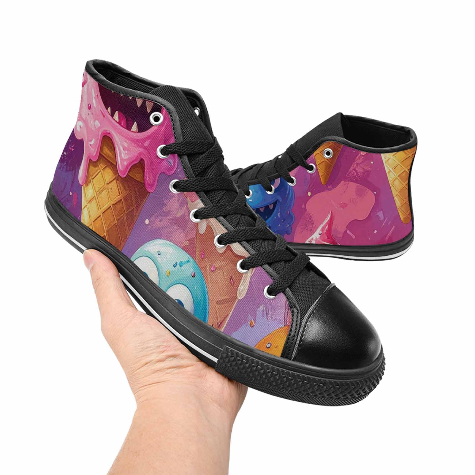 MEN'S Melting Icecream Cone Monster High Top Canvas Y2K Sneakers