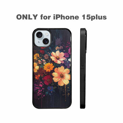 iPhone 15 Plus Case — Shadowy Glitch Floral Pattern Hundreds Of, Original Design Phone Case