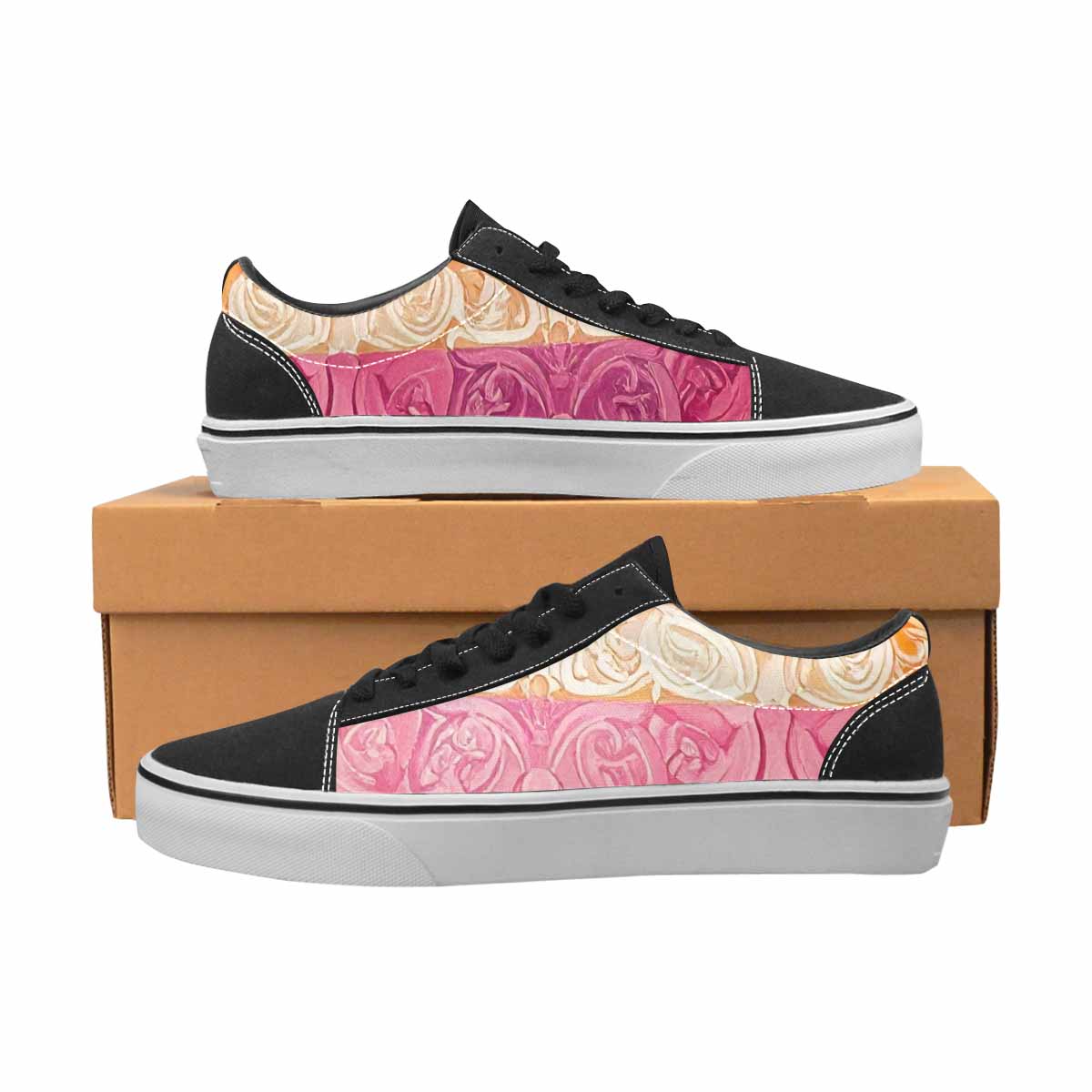 WOMEN'S Lesbian Flag Color Canvas Lace-Up Aesthetic Custom Sneakers