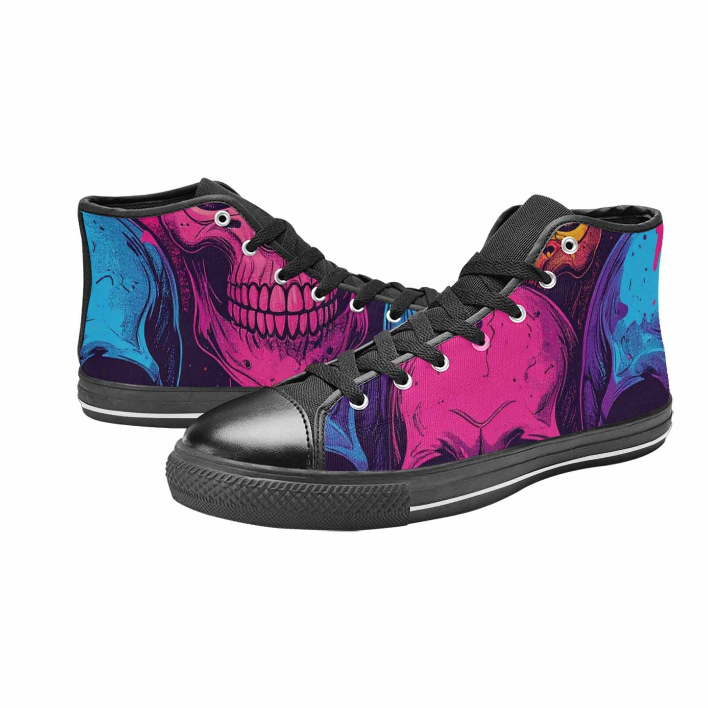 WOMEN'S Skulls Splatter Comic High Top Canvas Dreamcore Custom Shoes