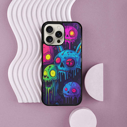 iPhone 16 Pro Max Case — Mixed Toxic Glow Creature Pattern Hundreds, Custom Print Case Cover