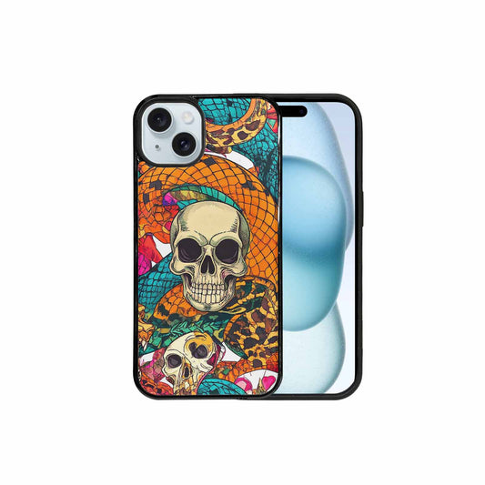 iPhone 15 Plus Case — Snake Print Skull, Original Design Phone Case