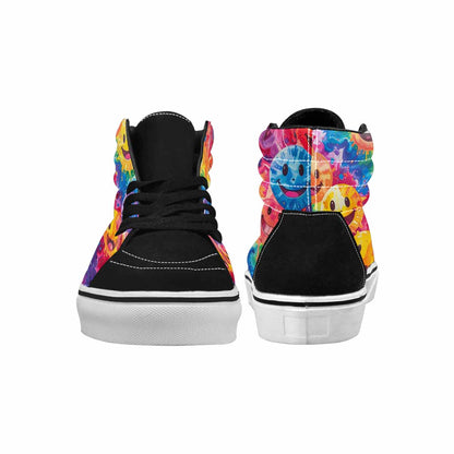 MEN'S Smiley Facessmiley Faces  High Top Canvas Vibrant Chaos Custom Sneakers