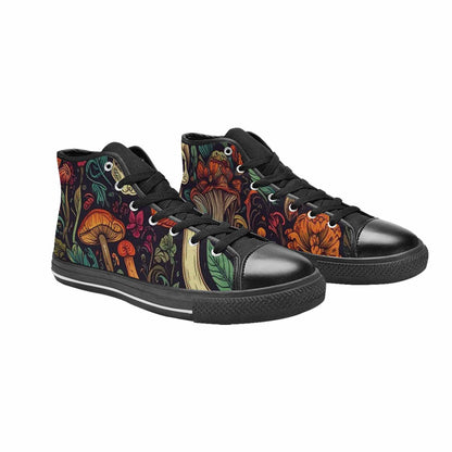 MEN'S Mushrooms And Skulls High Top Canvas Dark Academia Shoes