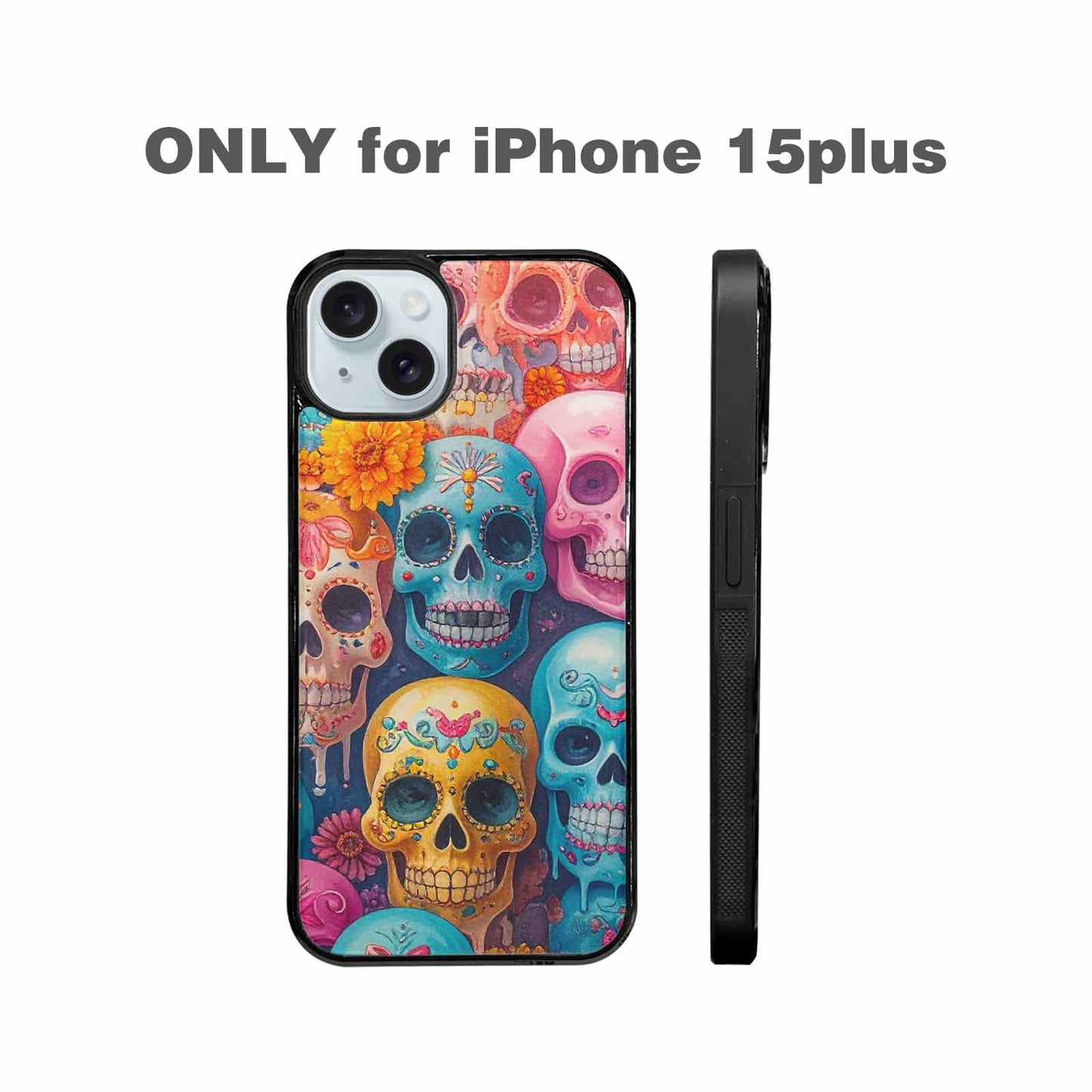 iPhone 15 Plus Case — Sugar Skullsmelting Sugar Skulls, Custom Print Case Cover
