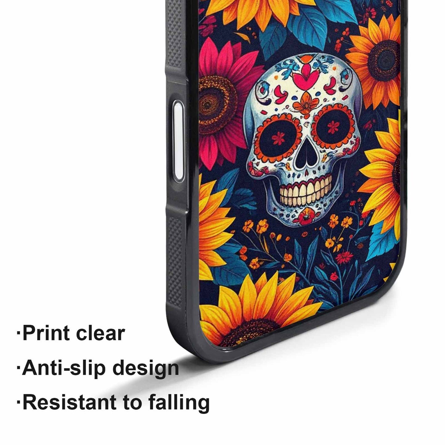 iPhone 17 Pro Max Case — Sunflower Skulls Print Gothic Skulls, Personalized Phone Case