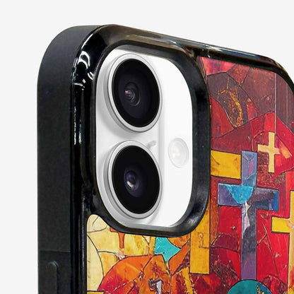 iPhone 16 Plus Case — Faith Cross And Faith Icons Pattern, Custom Printed Phone Case