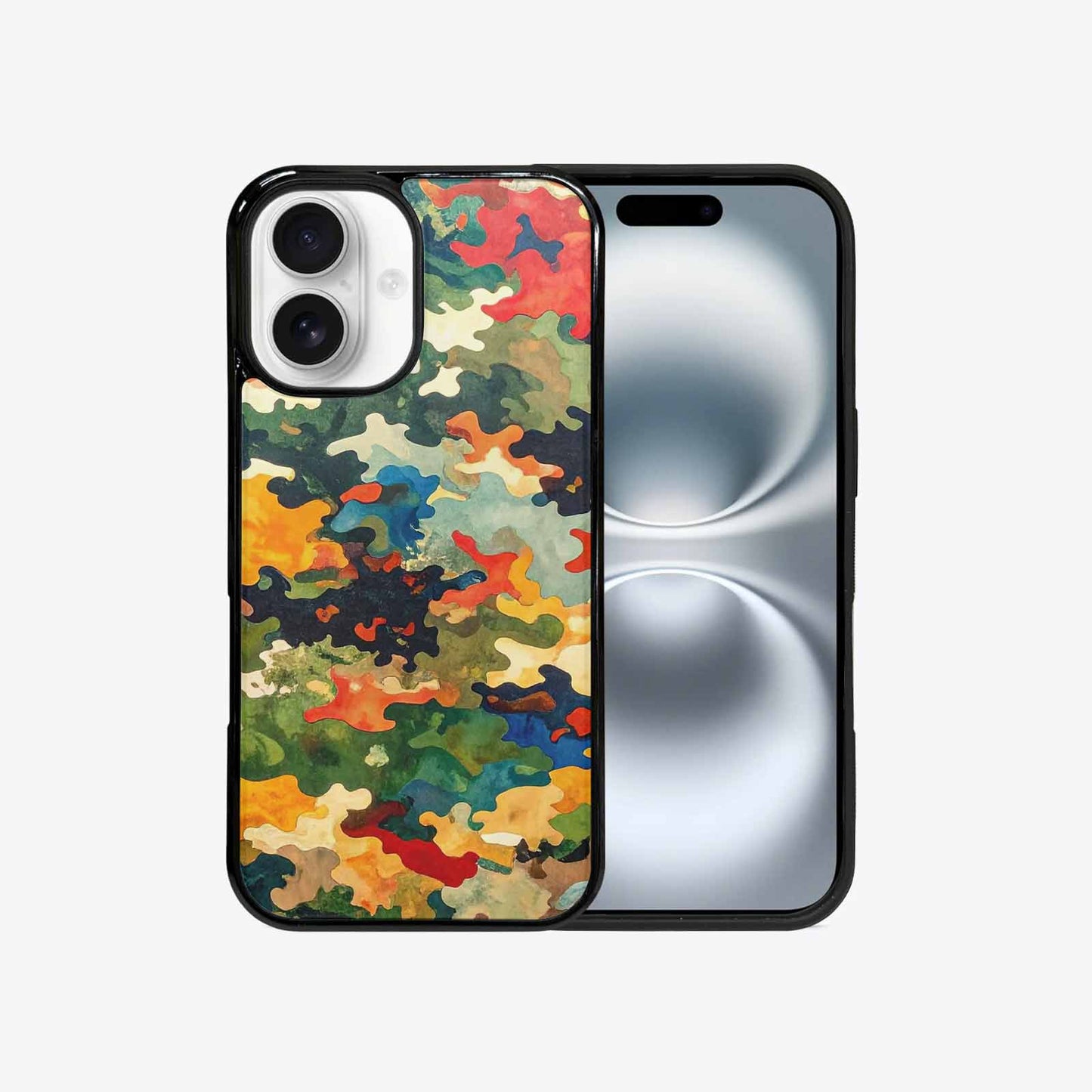 iPhone 16 Case — Camo Patches Full Color Vibrant Camo, Personalized Phone Case