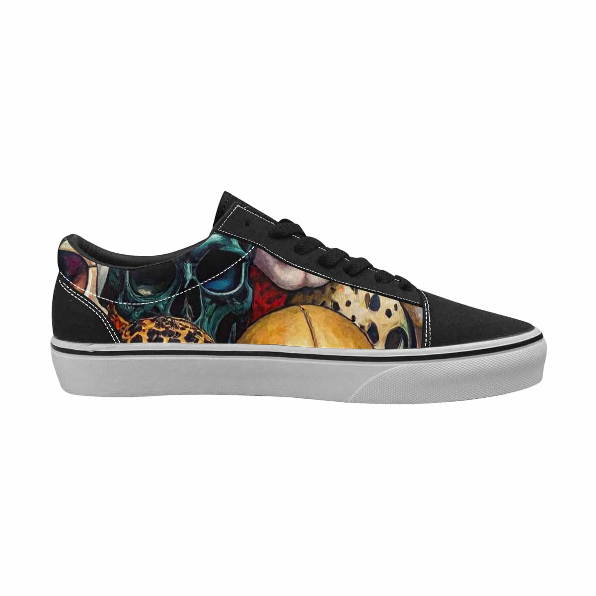 WOMEN'S Skulls Lace-Up Canvas Vivid Custom Sneakers