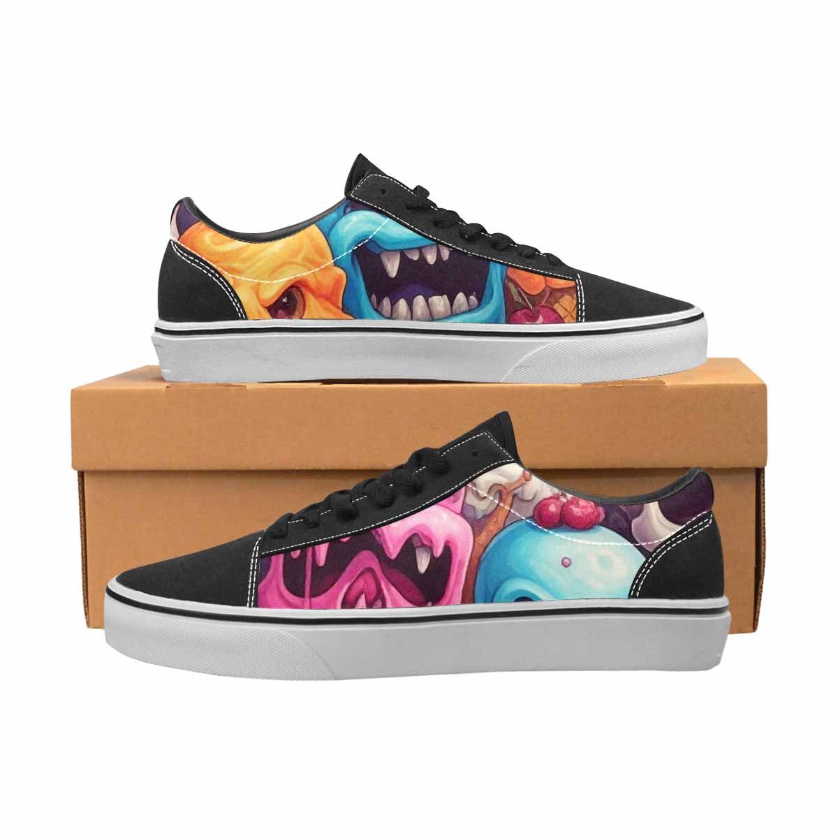 WOMEN'S Ice Cream Monsters  Lace-Up Canvas Neon Fantasy Shoes