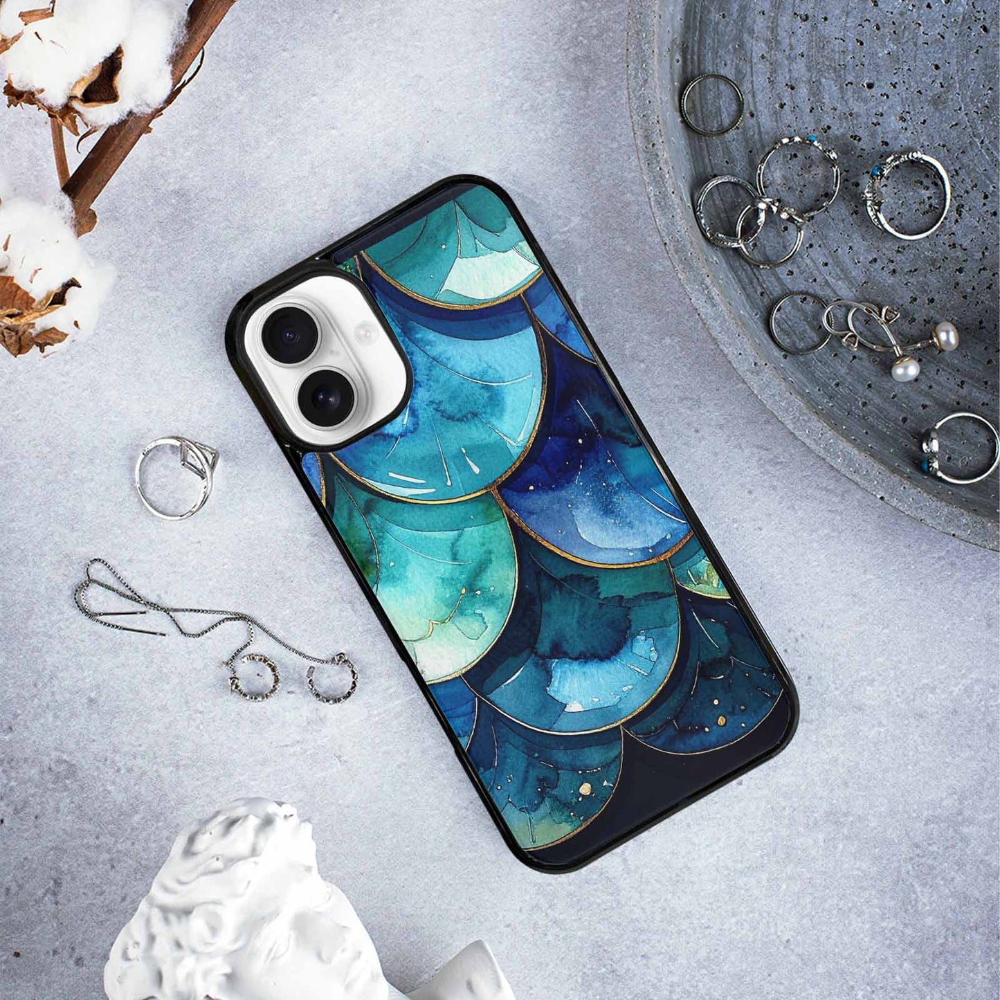 iPhone 16 Plus Case — Mermaid Scale Art Pattern, Custom Art Phone Cover
