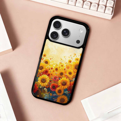 iPhone 17 Pro Case — Full Color Vibrant Sunflower Burst Floral, Customized Protective Case