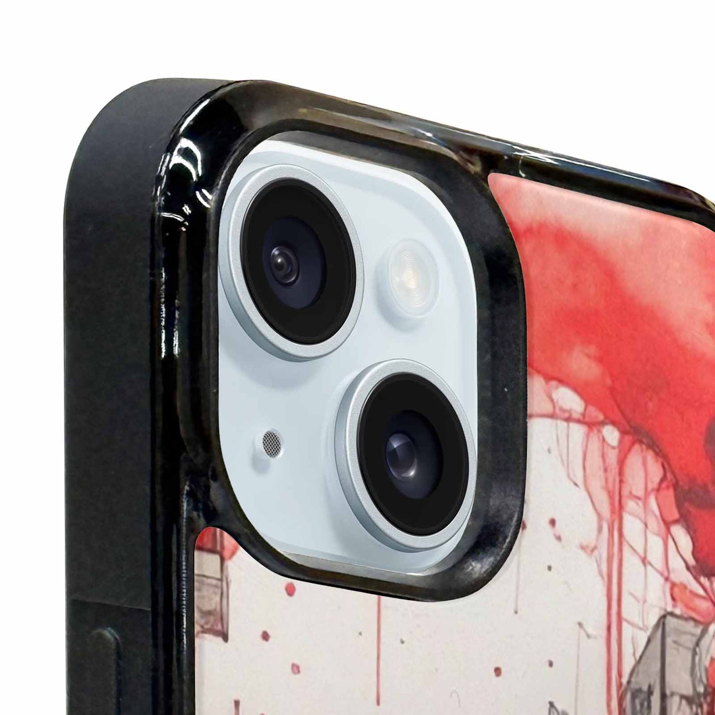 iPhone 15 Plus Case — Liminal Space Fragment Black Red Ink, Personalized Phone Case
