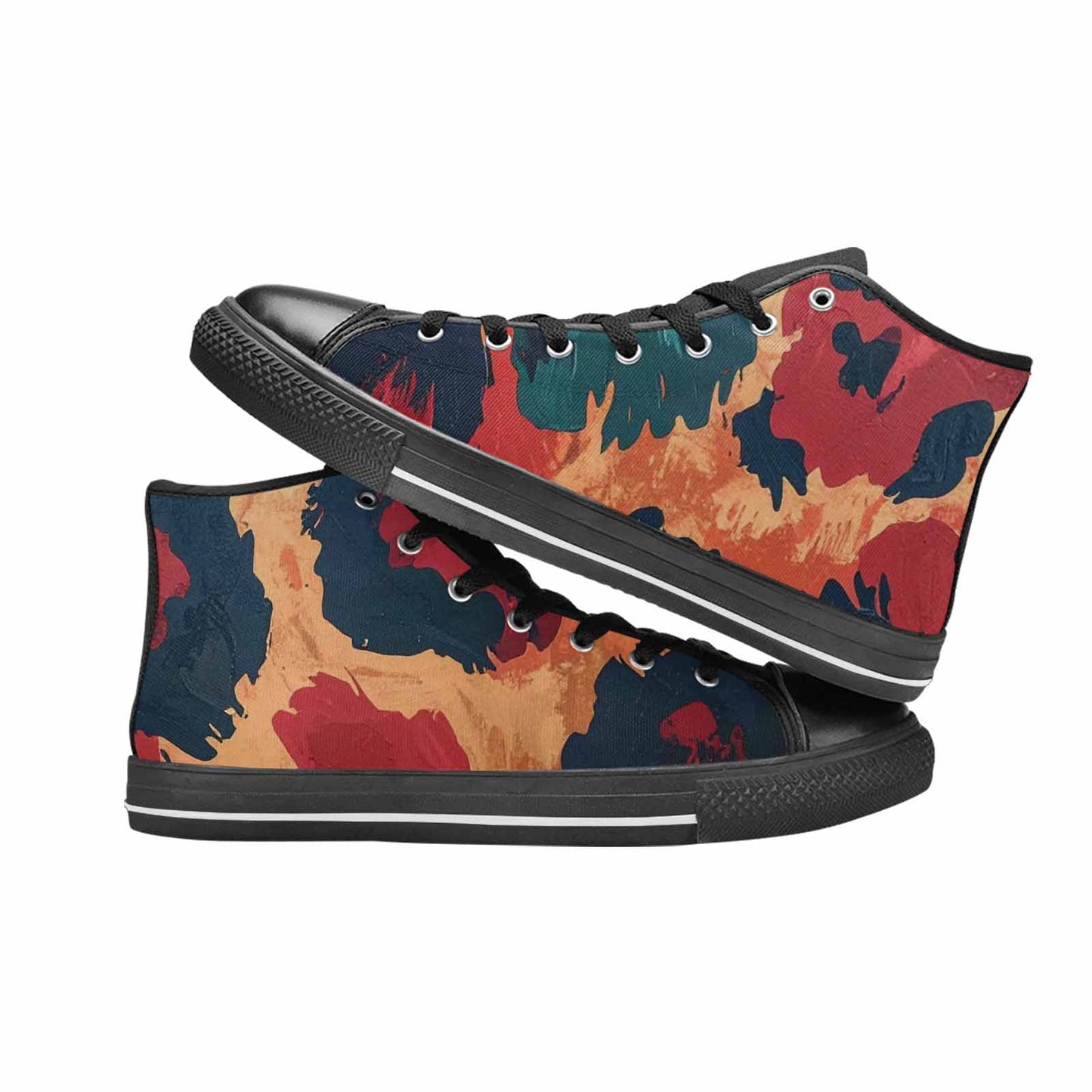 WOMEN'S Leopard Wallpaper Print High Top Canvas Aesthetic Custom Sneakers