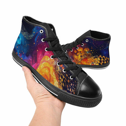 MEN'S Galaxy Snake Print High Top Canvas Neon Fantasy Sneakers