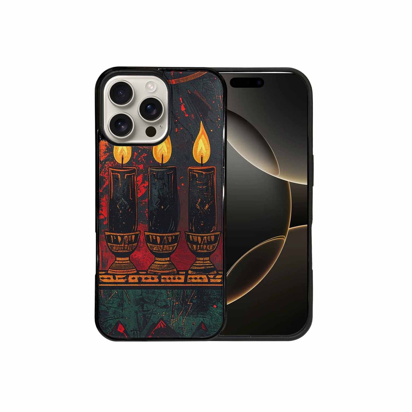 iPhone 16 Pro Max Case — Kwanzaa Kinara Pattern Seamless Repeat African, Personalized Phone Case