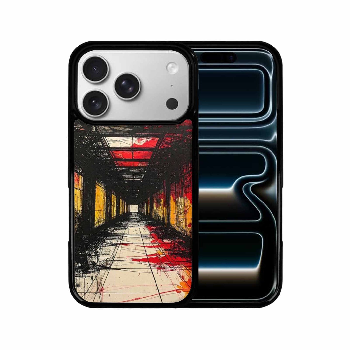 iPhone 17 Pro Case — Black Red Ink Liminal Space Galaxy, Custom Phone Case