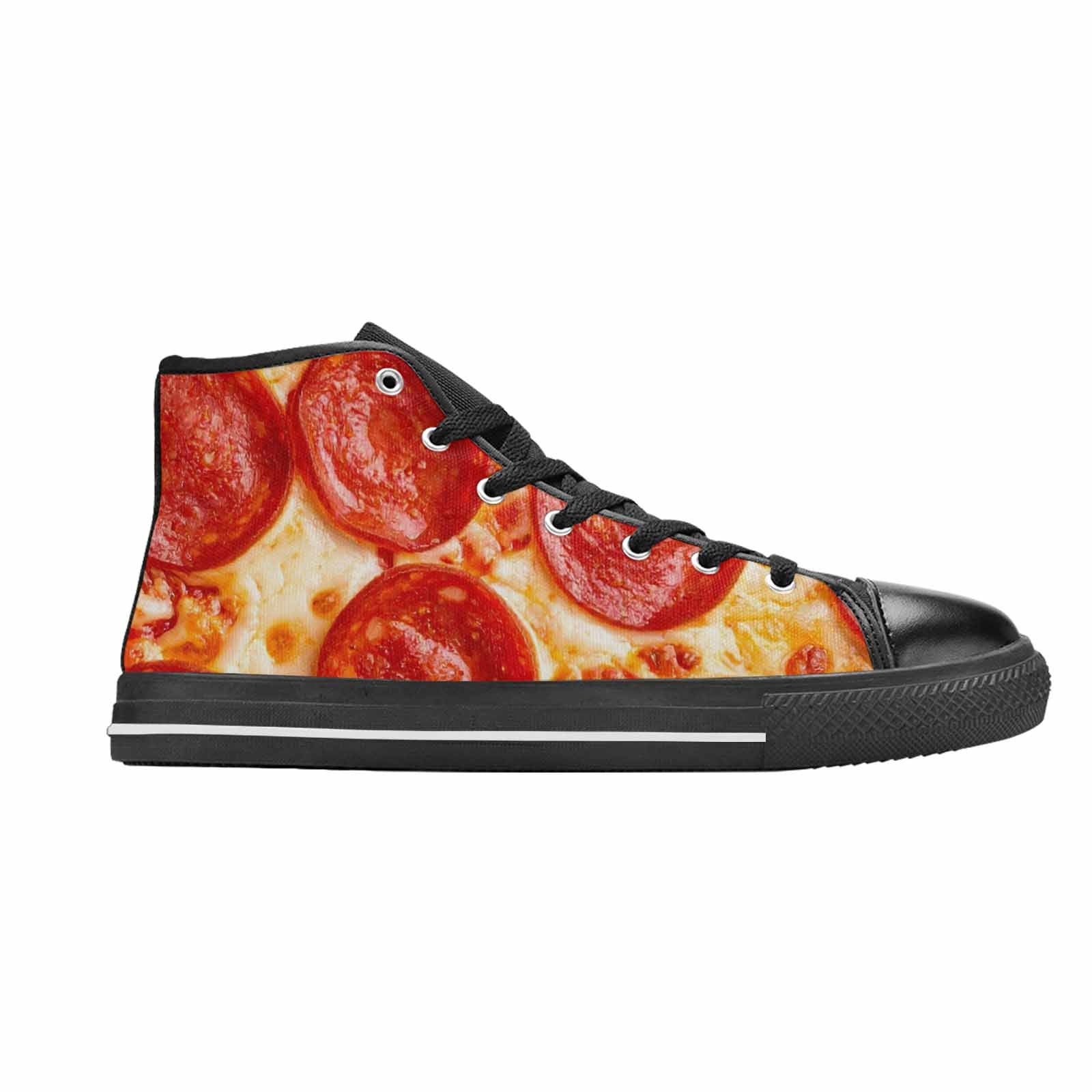 WOMEN'S Pepperoni Pizza Print High Top Canvas Dark Academia Shoes