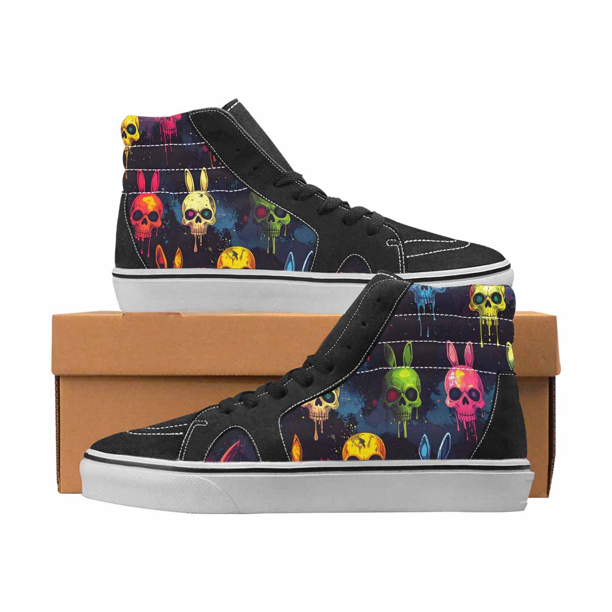 WOMEN'S Skulls High Top Canvas Wearable Art Y2K Handmade Custom Shoes