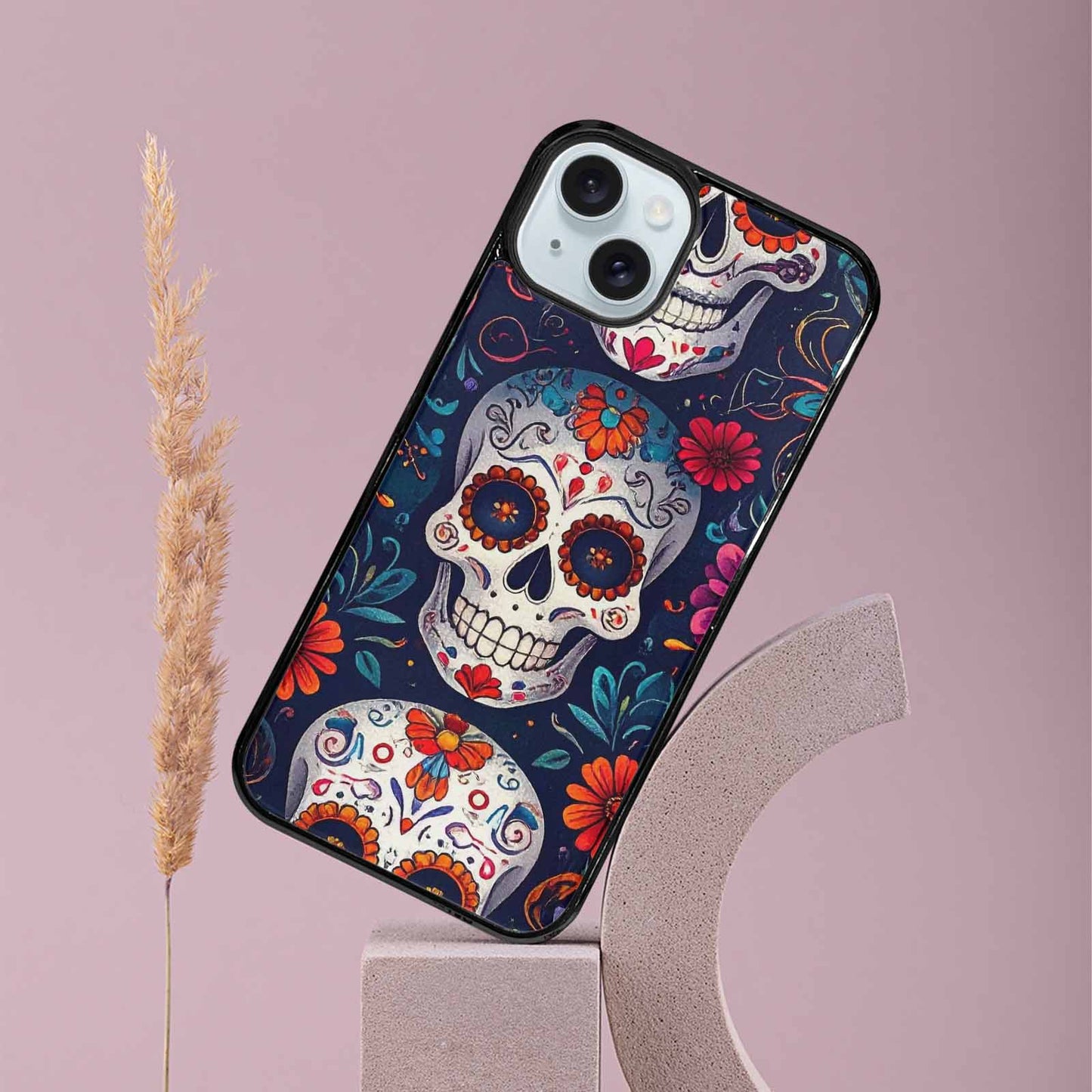 iPhone 15 Plus Case — Day Dead Sugar Skull Art 100s, Original Design Phone Case