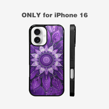 iPhone 16 Case — Purple Mandala Bohemian Print Edge To, Custom Made Phone Cover