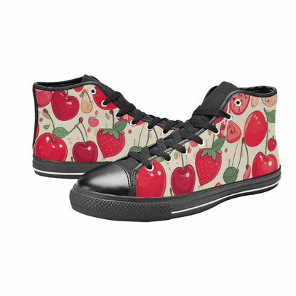 WOMEN'S Cherry Fruit Print High Top Canvas Cottagecore Custom Shoes