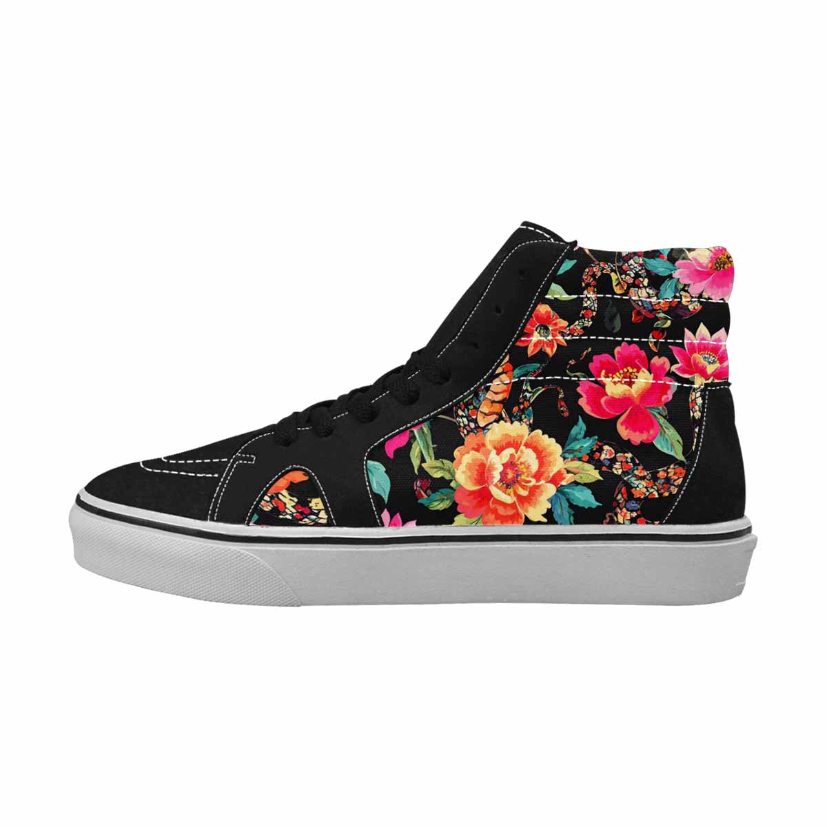 WOMEN'S Floral Snake Print High Top Canvas Aesthetic Shoes