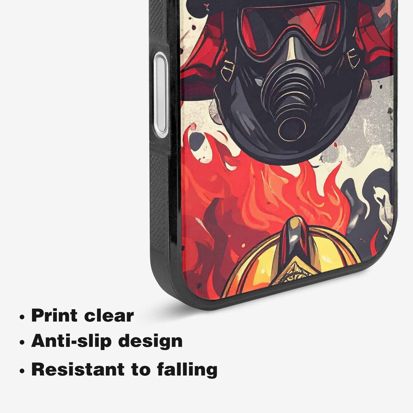 iPhone 16 Plus Case — Firefighter Pattern Flames Axes Helmets Seamless, Custom Printed Phone Case