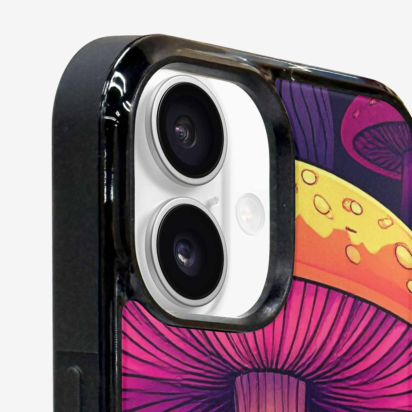 iPhone 16 Case — Psychedelic Mushroom Cartoon Pattern, Custom Print Case Cover
