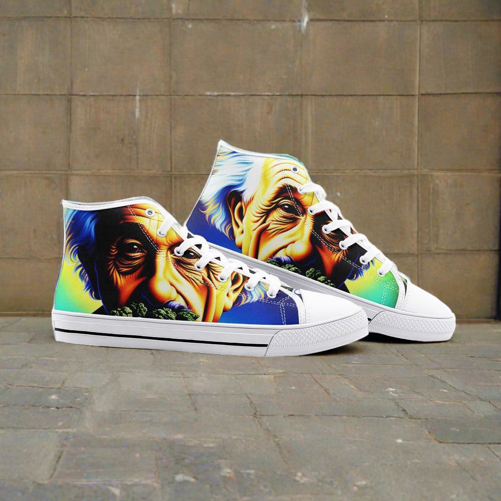 Butterfly Rainbow Blue Gold Vivid Bold Art - Freaky Shoes | Custom Art Sneakers