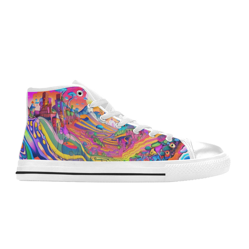 WOMEN'S Trippy World Art 3 High Top Canvas Wallpaper Art Sneakers