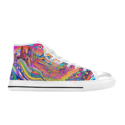 WOMEN'S Trippy World Art 3 High Top Canvas Wallpaper Art Sneakers