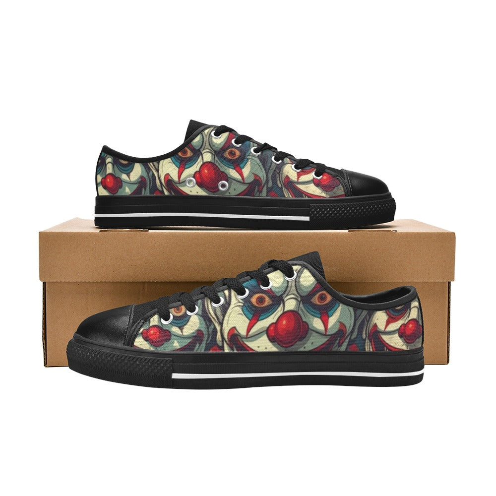 KIDS' Evil Circus Heads Faces Low Top Canvas Aesthetic Custom Sneakers