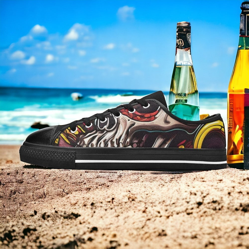 Men's Tentacles Skull high-top canvas shoes, custom full-wrap printed design — Freaky Shoes