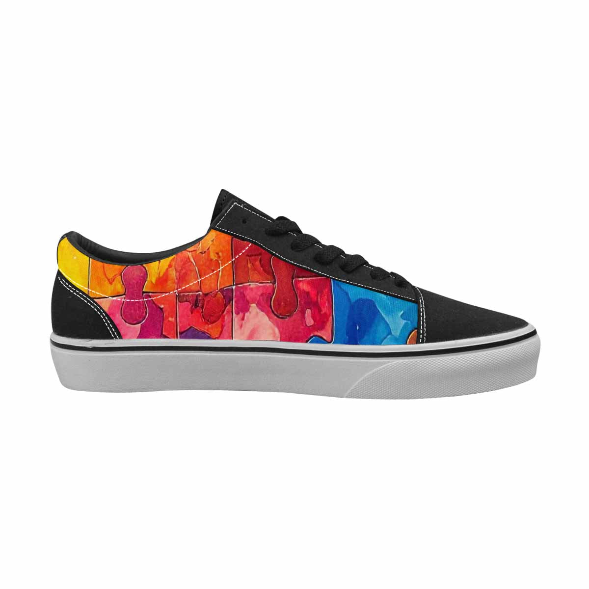 WOMEN'S Autism Puzzle Pieces Lace-Up Canvas Melting Art Sneakers