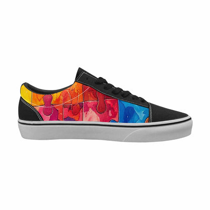 WOMEN'S Autism Puzzle Pieces Lace-Up Canvas Melting Art Sneakers