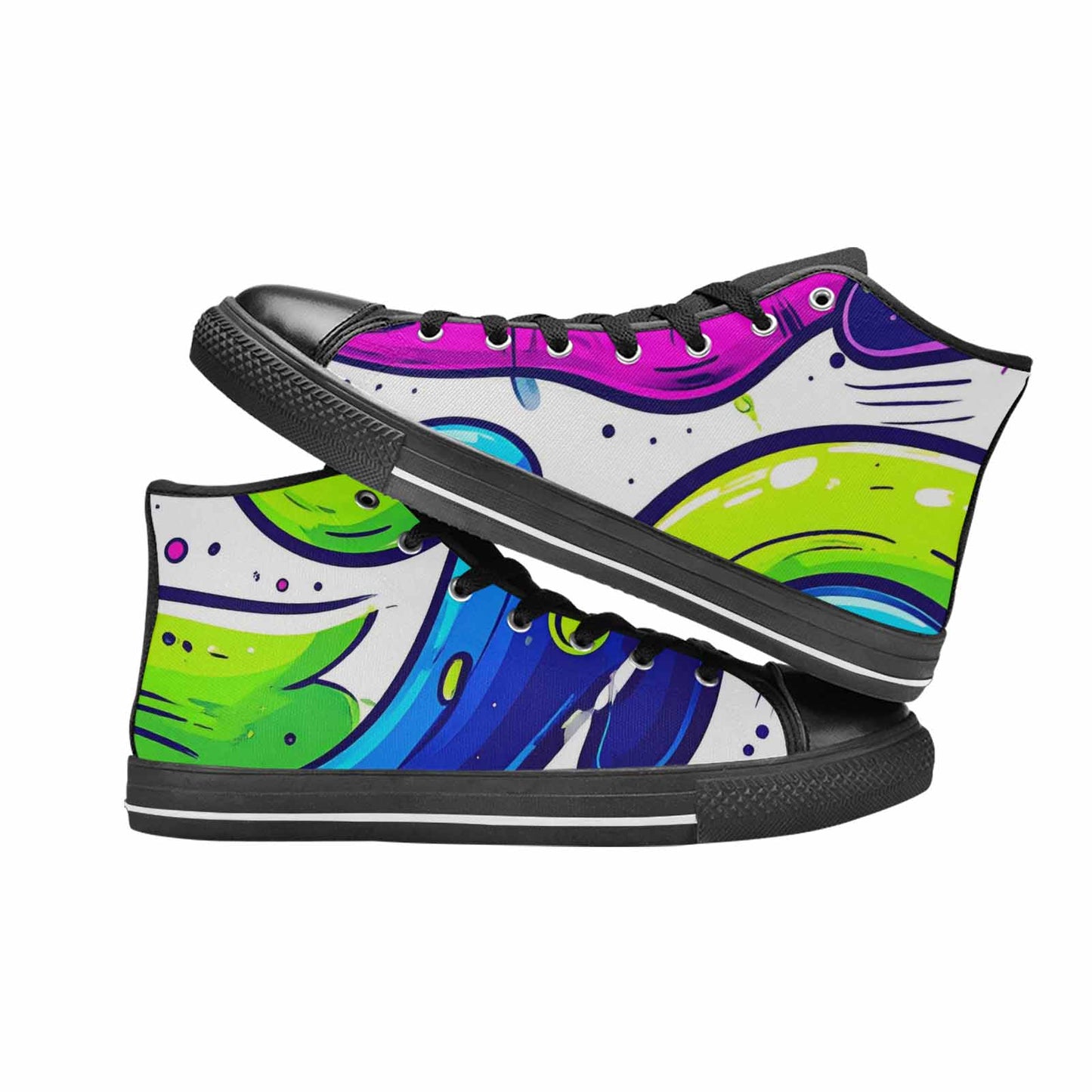 WOMEN'S Acid Wash Cartoon High Top Canvas Dark Academia Sneakers