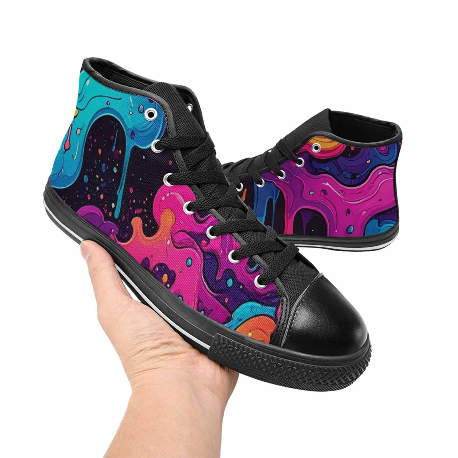 WOMEN'S Neon Drip Galaxy High Top Canvas Dark Academia Custom Sneakers