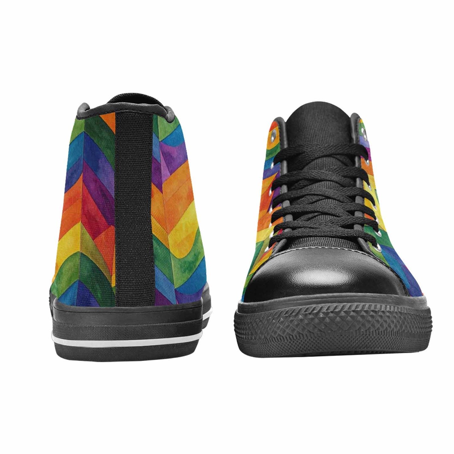 MEN'S Rainbow Pride Flag High Top Canvas Grunge Custom Sneakers