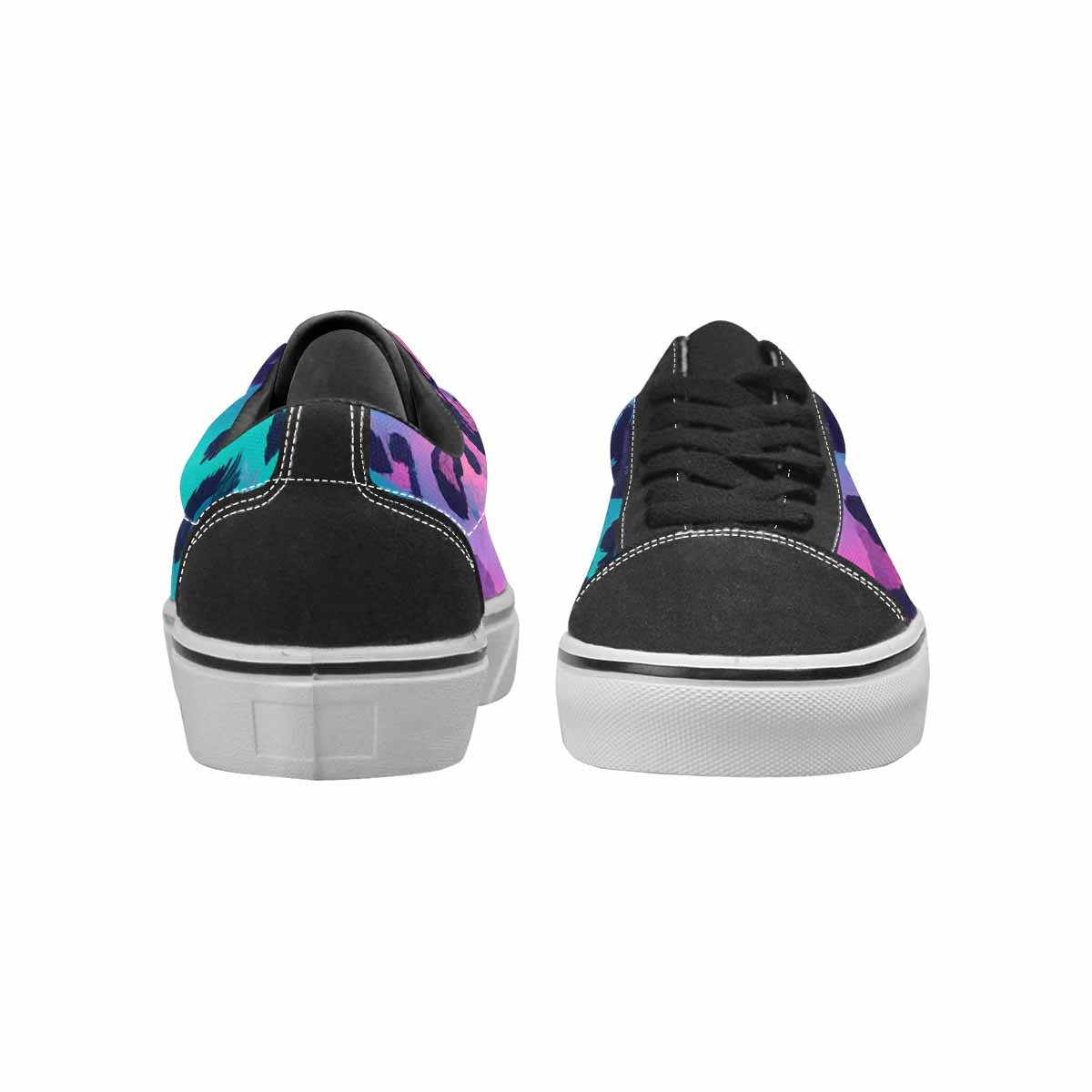 WOMEN'S Leopard Neon Pink Teal Airbrush Canvas Lace-Up Grunge Shoes