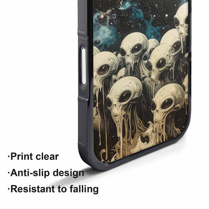 iPhone 17 Pro Max Case — Melting Aliens Pattern Alien Scifi, Custom Designed Case Cover