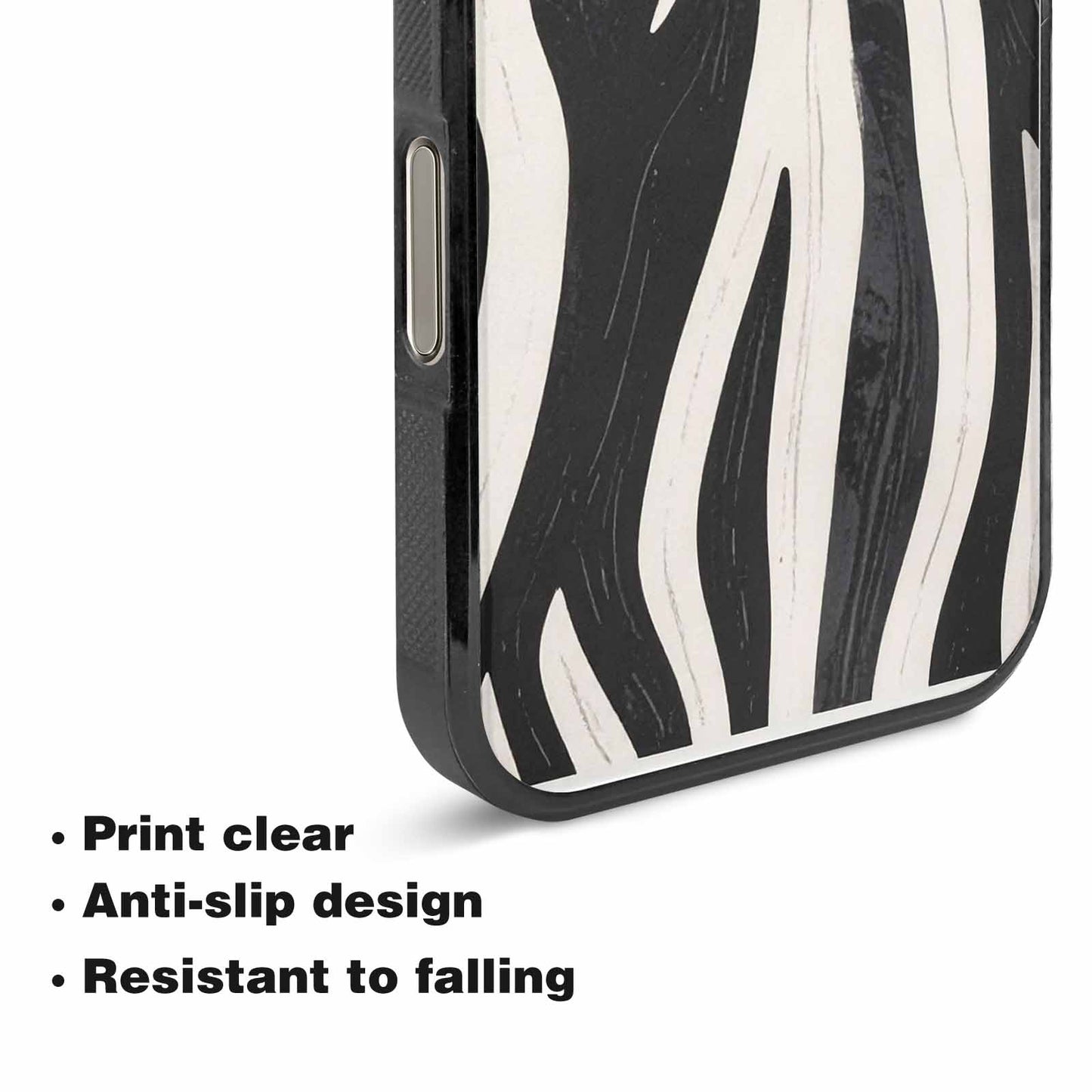 iPhone 15 Pro Max Case — Modern Zebra Stripe Print Crisp Black, Original Design Phone Case