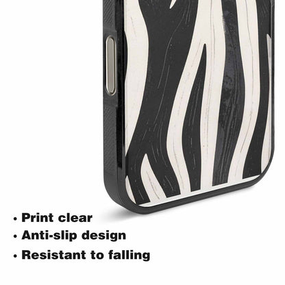iPhone 15 Pro Max Case — Modern Zebra Stripe Print Crisp Black, Original Design Phone Case